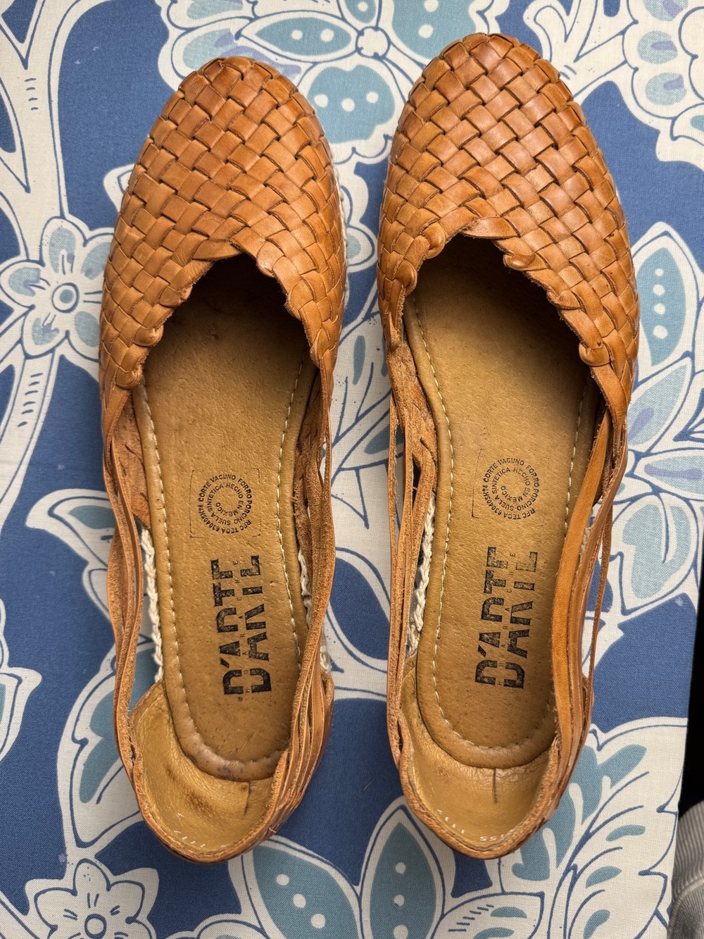 D’Arte Huaraches Leather Espadrille Flats Woven Tan Handmade Mexico Size 11 - Picture 10 of 11
